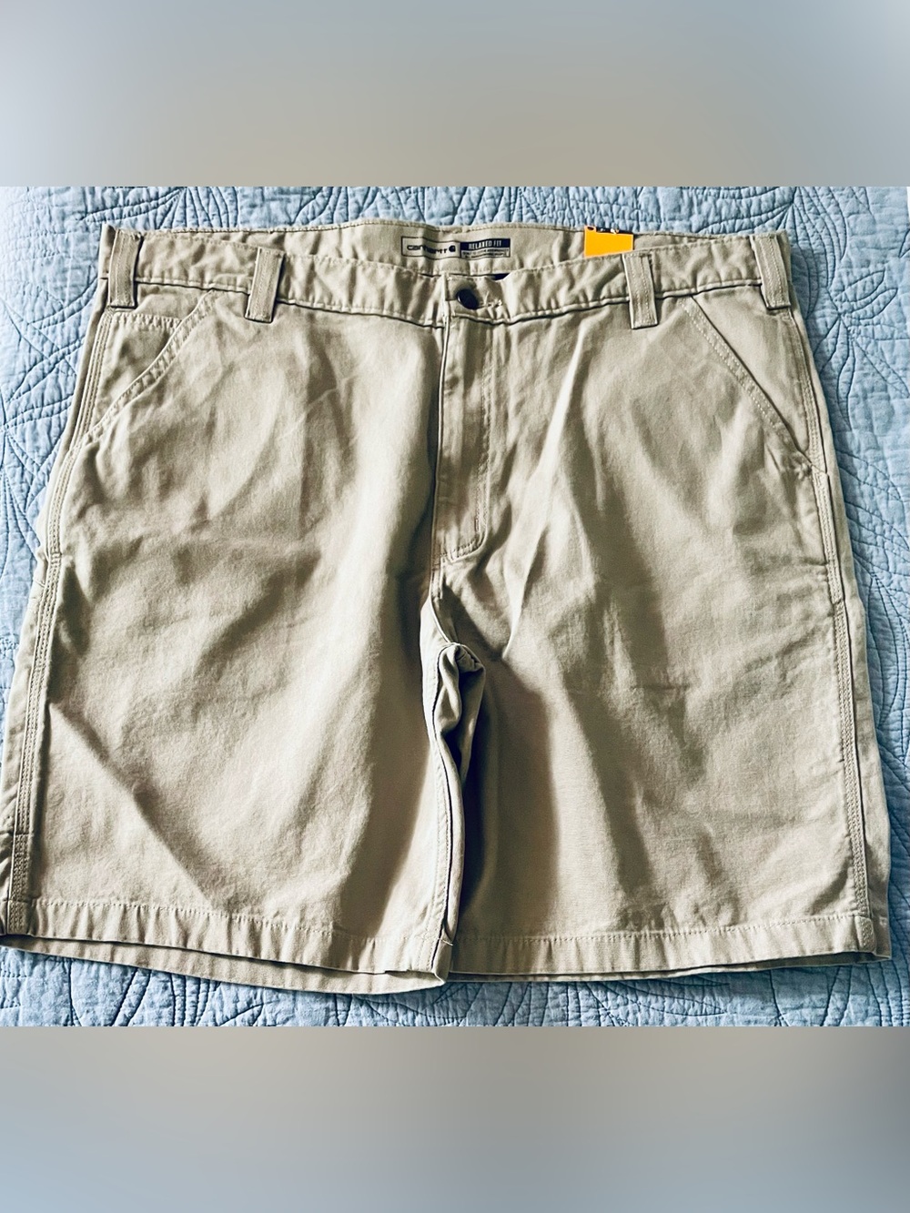 Carhartt BS2514-M Rugged Flex Canvas Work Shorts Khaki/Light Tan 
Men’s 42